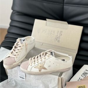 Golden Goose Off-White and Beige Superstar Sneakers